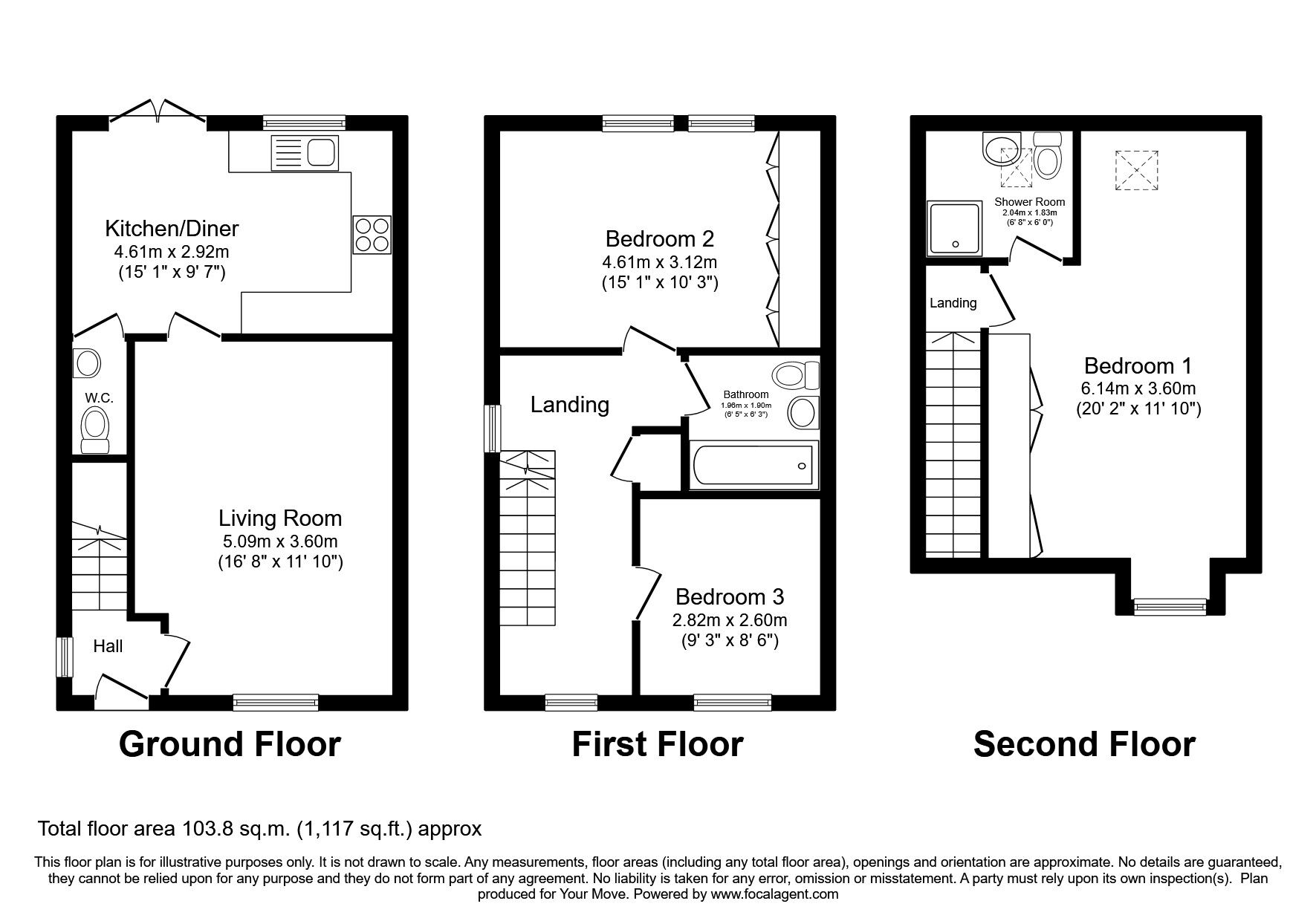 Floorplan of 3 bedroom End Terrace House for sale, Birchfield Way, Telford, Shropshire, TF3