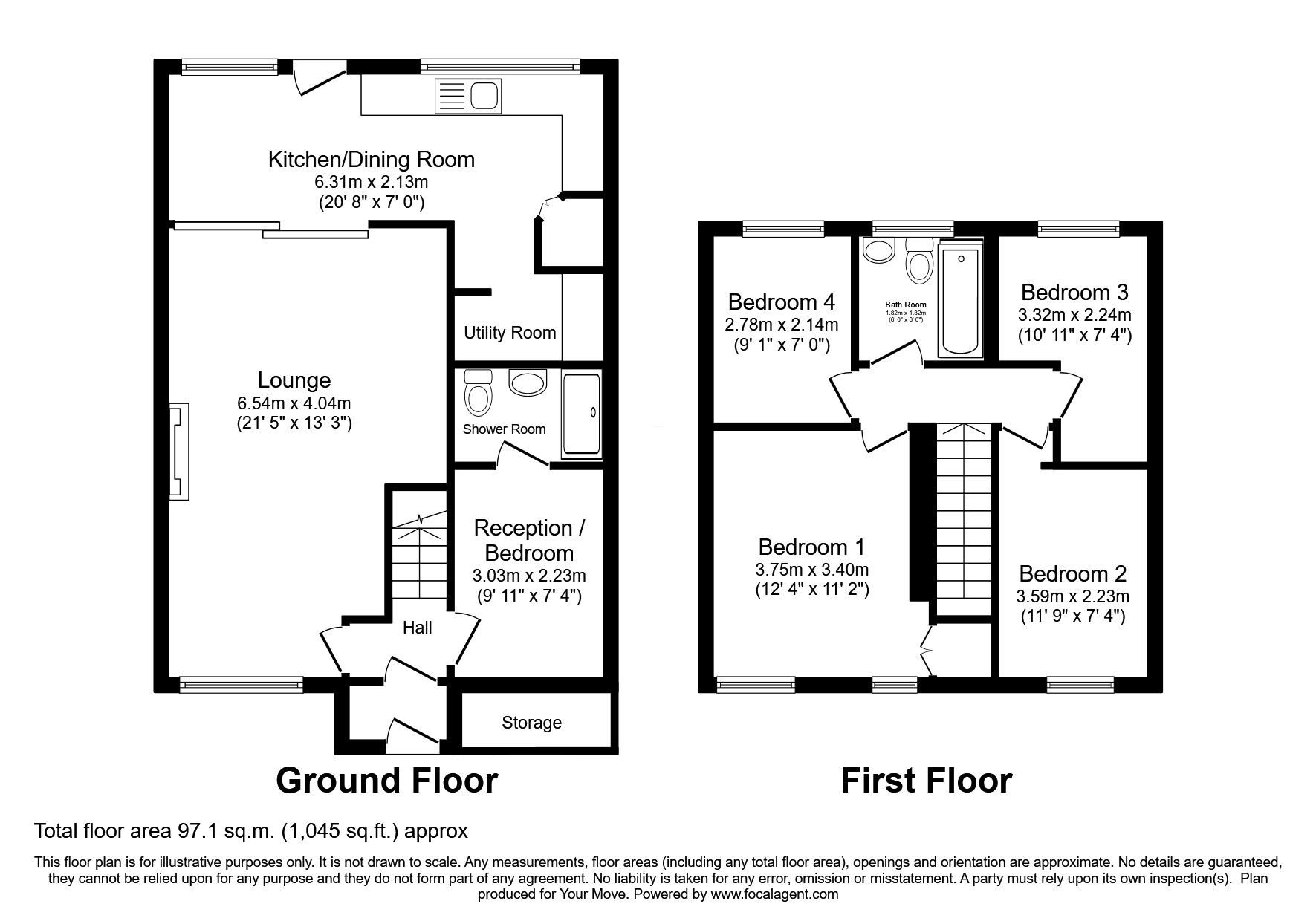 Floorplan of 4 bedroom Semi Detached House for sale, Fellows Close, Little Dawley, Shropshire, TF4