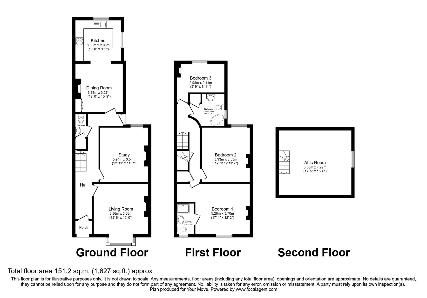 Floorplan of 4 bedroom Semi Detached House for sale, Wrekin Road, Wellington, Shropshire, TF1