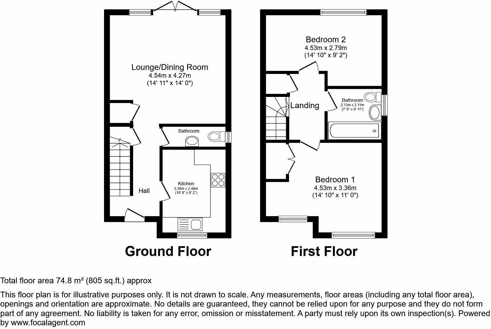 Floorplan of 2 bedroom Semi Detached House for sale, Raxster Drive, Snedshill, Shropshire, TF2