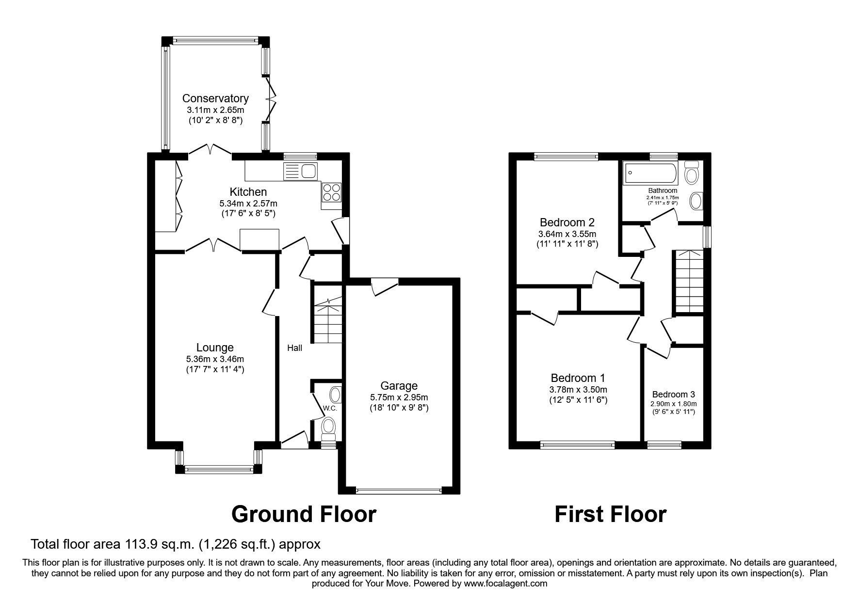 Floorplan of 3 bedroom Link Detached House for sale, Millstream Way, Leegomery, Shropshire, TF1