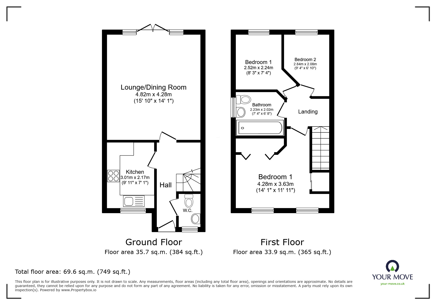 Floorplan of 3 bedroom End Terrace House for sale, Bishops Walk, Donnington Wood, Shropshire, TF2