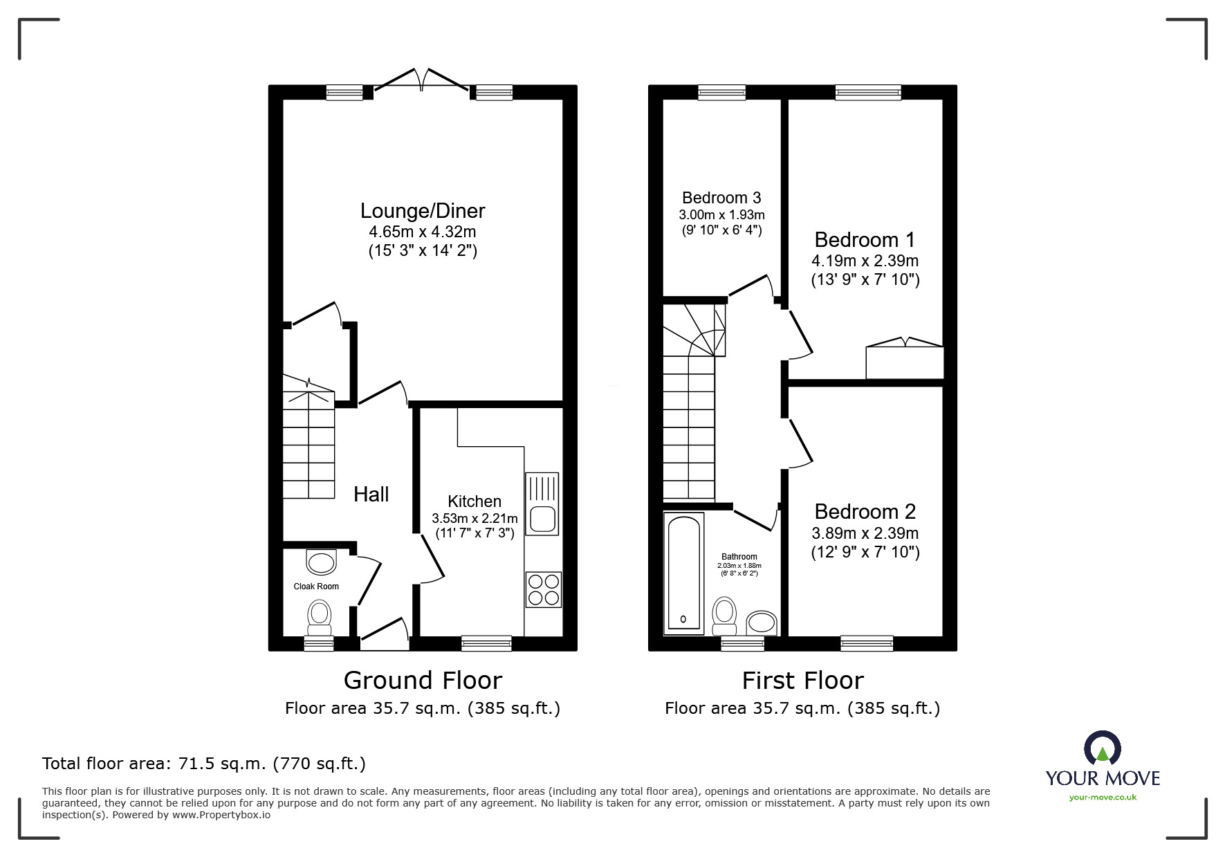 Floorplan of 3 bedroom Semi Detached House for sale, The Ashes, St. Georges, Shropshire, TF2