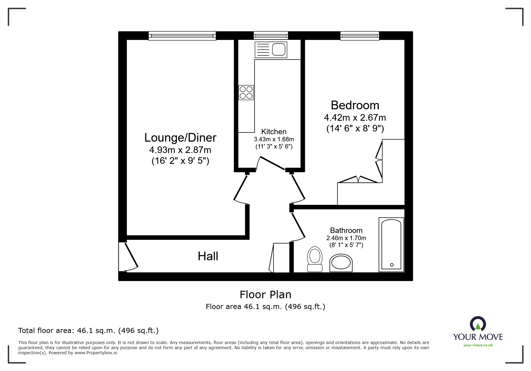 Floorplan of 1 bedroom  Flat for sale, The Arches, Park Street, Shropshire, TF1