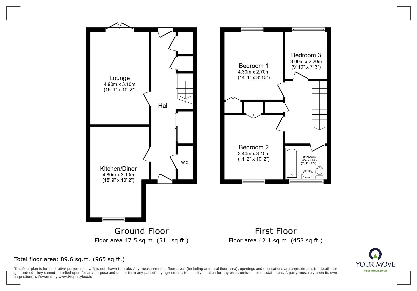 Floorplan of 3 bedroom Mid Terrace House for sale, Wildwood, Telford, Shropshire, TF7