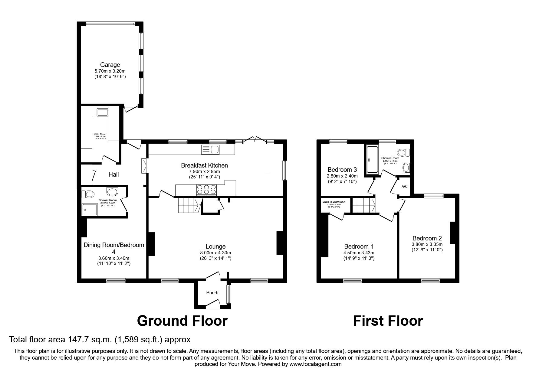 Floorplan of 3 bedroom Detached House for sale, Main Road, Ketley Bank, Shropshire, TF2