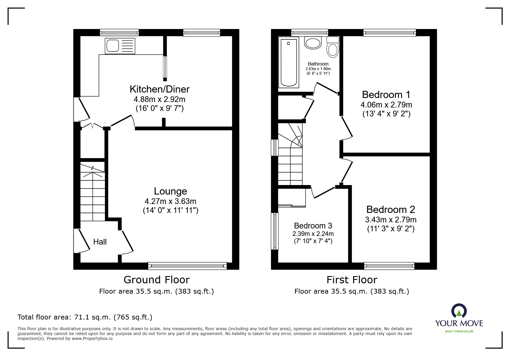 Floorplan of 3 bedroom Semi Detached House for sale, Chartwell Road, Arleston, Shropshire, TF1