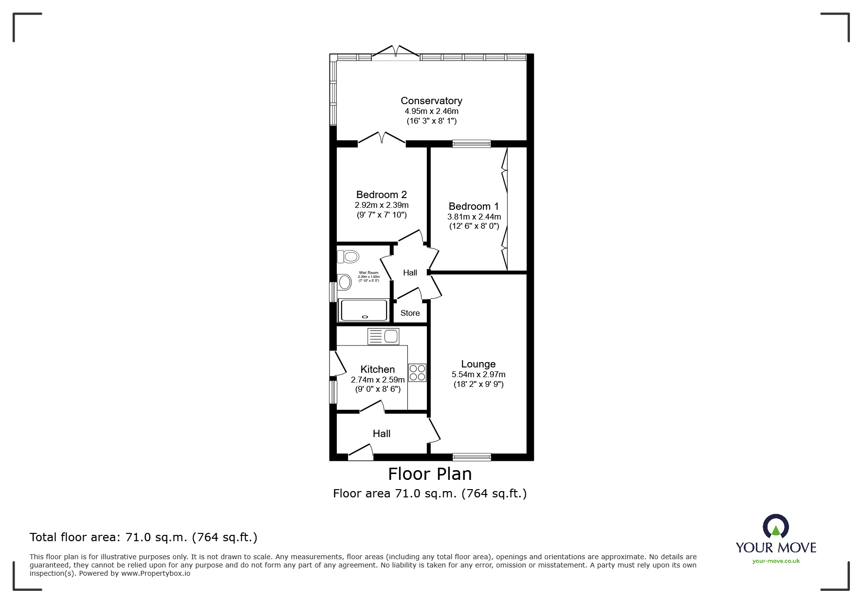 Floorplan of 2 bedroom Semi Detached House for sale, Mercia Drive, Leegomery, Shropshire, TF1