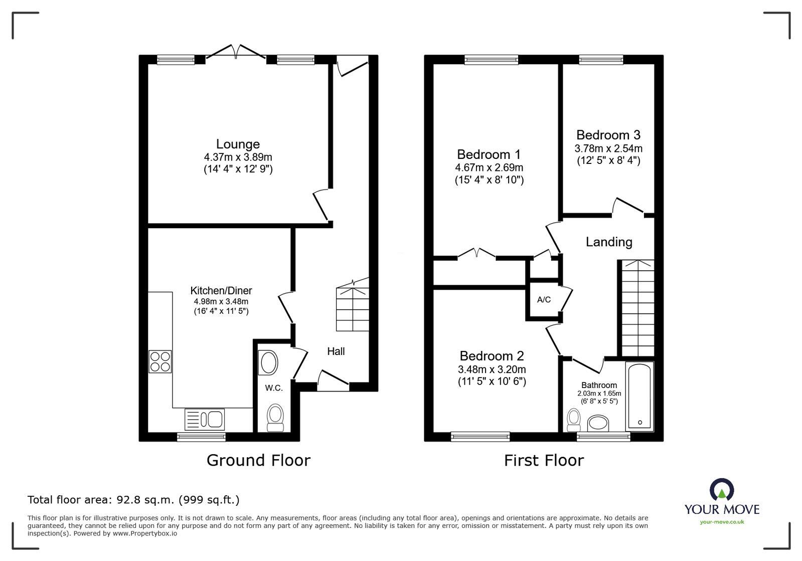 Floorplan of 3 bedroom Semi Detached House for sale, Farm Lodge Grove, Telford, Shropshire, TF3