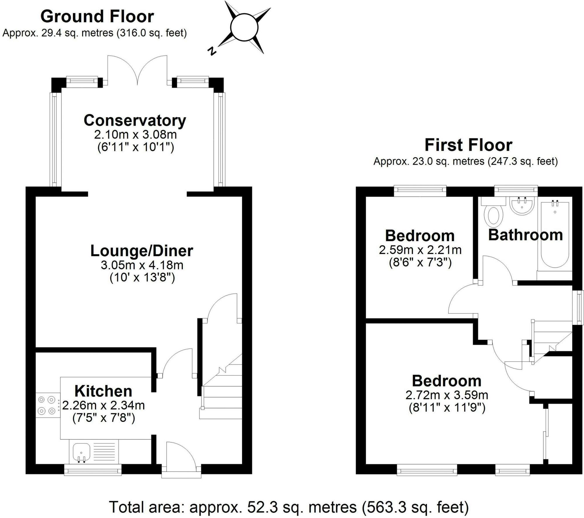 Floorplan of 2 bedroom Semi Detached House for sale, Magpie Way, Telford, Shropshire, TF4