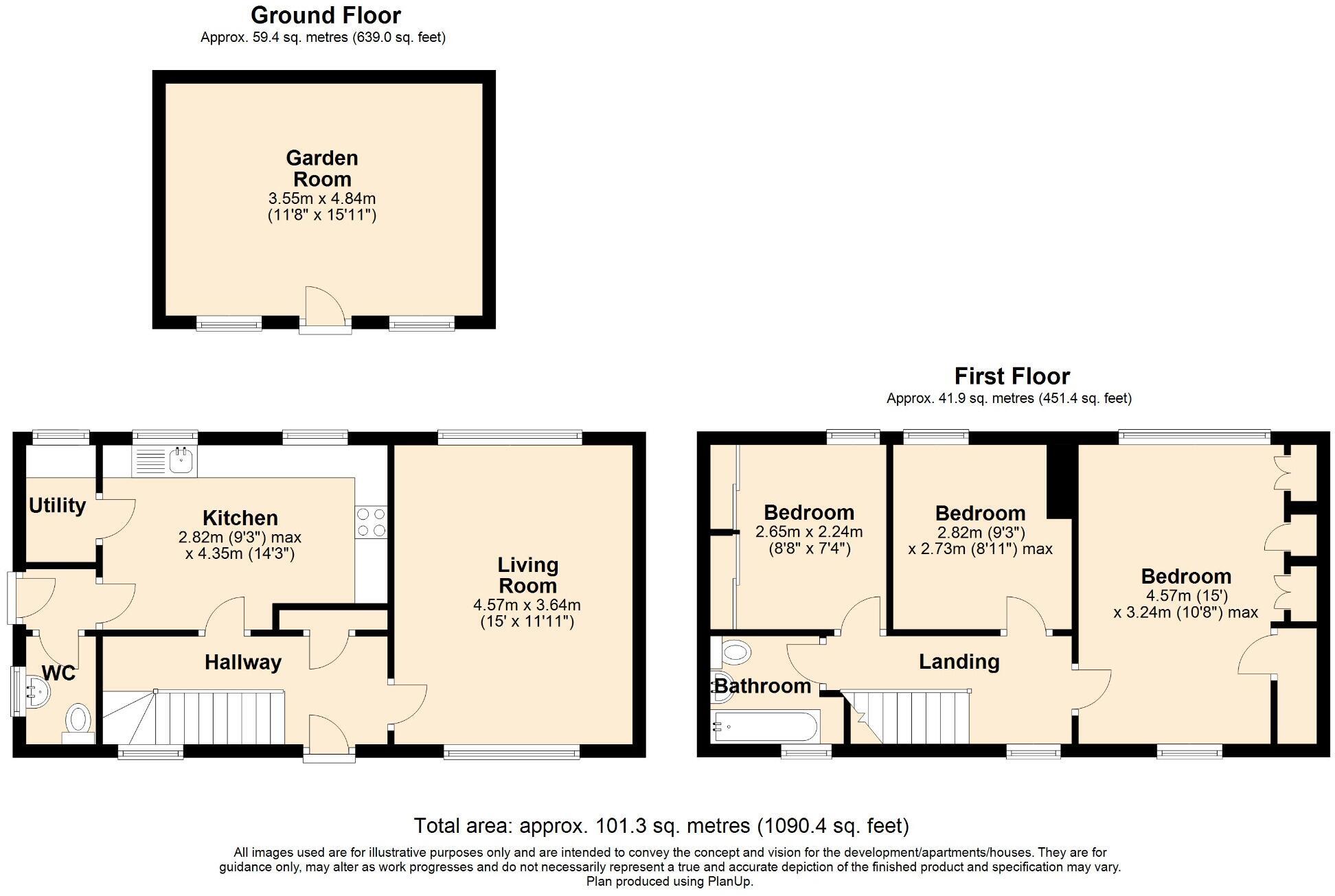 Floorplan of 3 bedroom Semi Detached House for sale, Kearton Terrace, Hadley, Shropshire, TF1