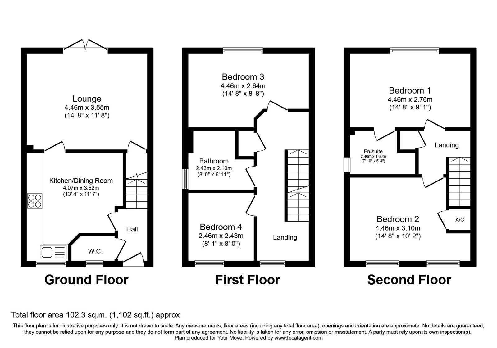 Floorplan of 4 bedroom Mid Terrace House for sale, Frome Way, Donnington, Shropshire, TF2