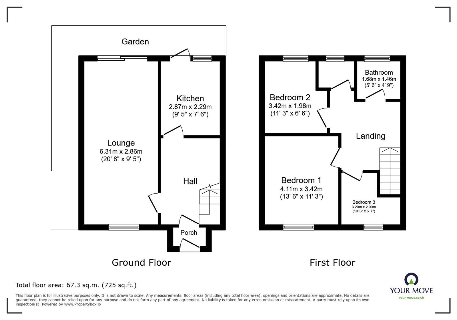 Floorplan of 3 bedroom Mid Terrace House for sale, Kitchen Lane, Wednesfield, West Midlands, WV11