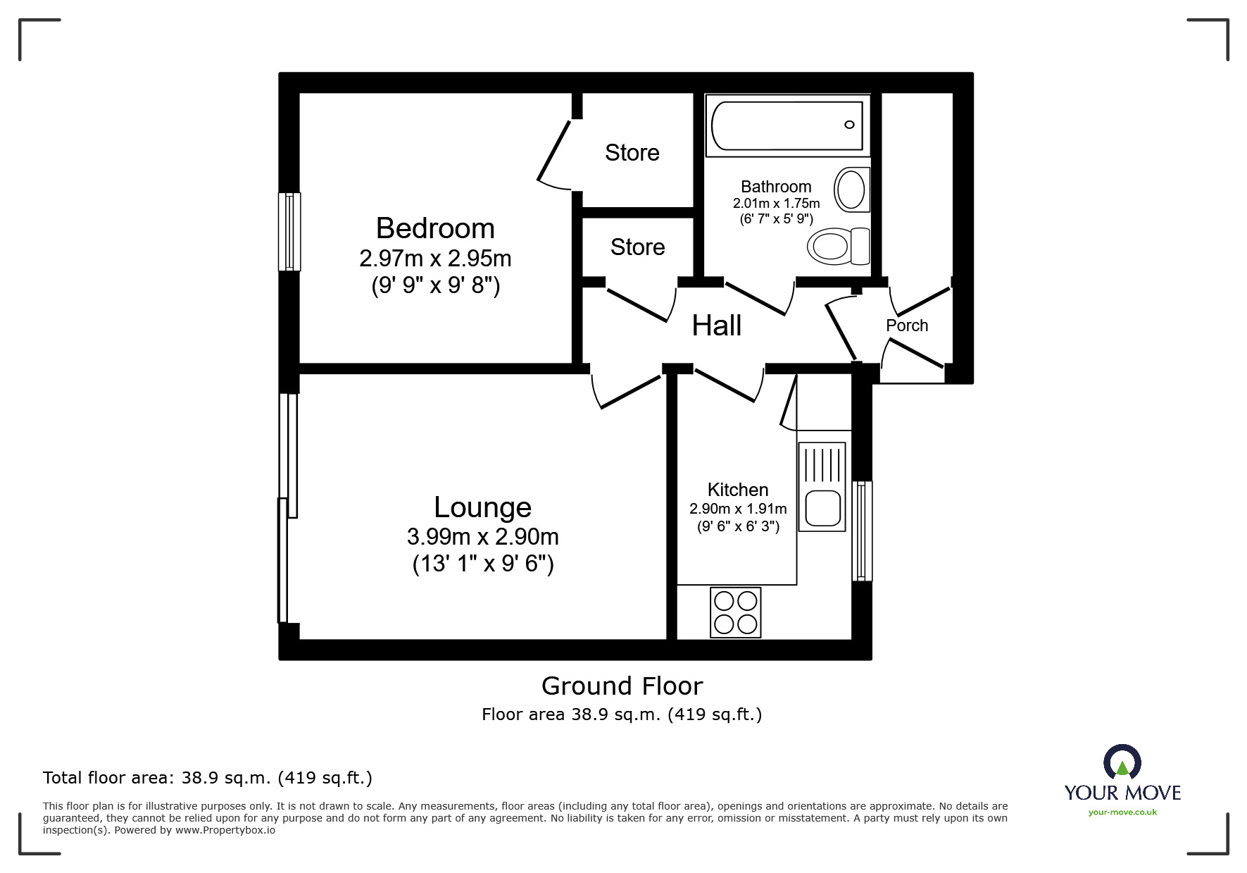 Floorplan of 1 bedroom  Flat for sale, Perry Court, Telford, TF1