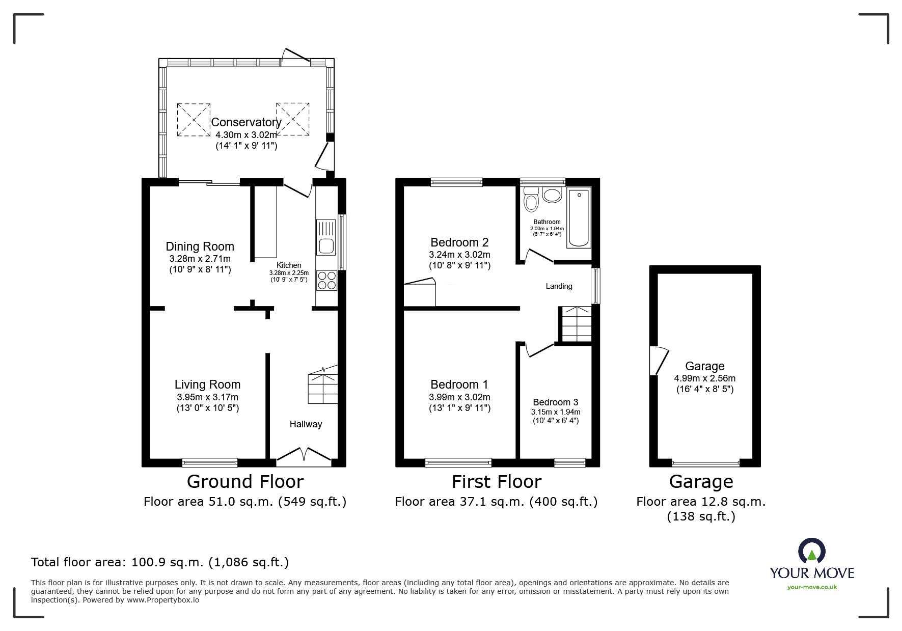 Floorplan of 3 bedroom Semi Detached House to rent, Chestnut Drive, Wellington, Shropshire, TF1