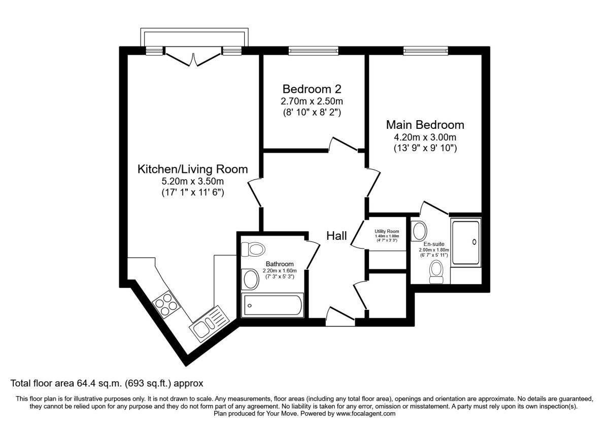 Floorplan of 2 bedroom  Flat for sale, Green Moors, Lightmoor, Shropshire, TF4