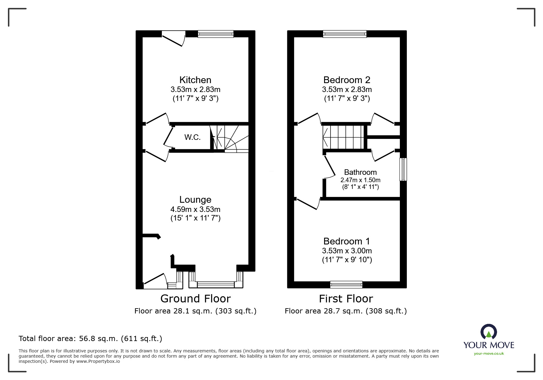 Floorplan of 2 bedroom Semi Detached House to rent, Regent Street, Wellington, Shropshire, TF1