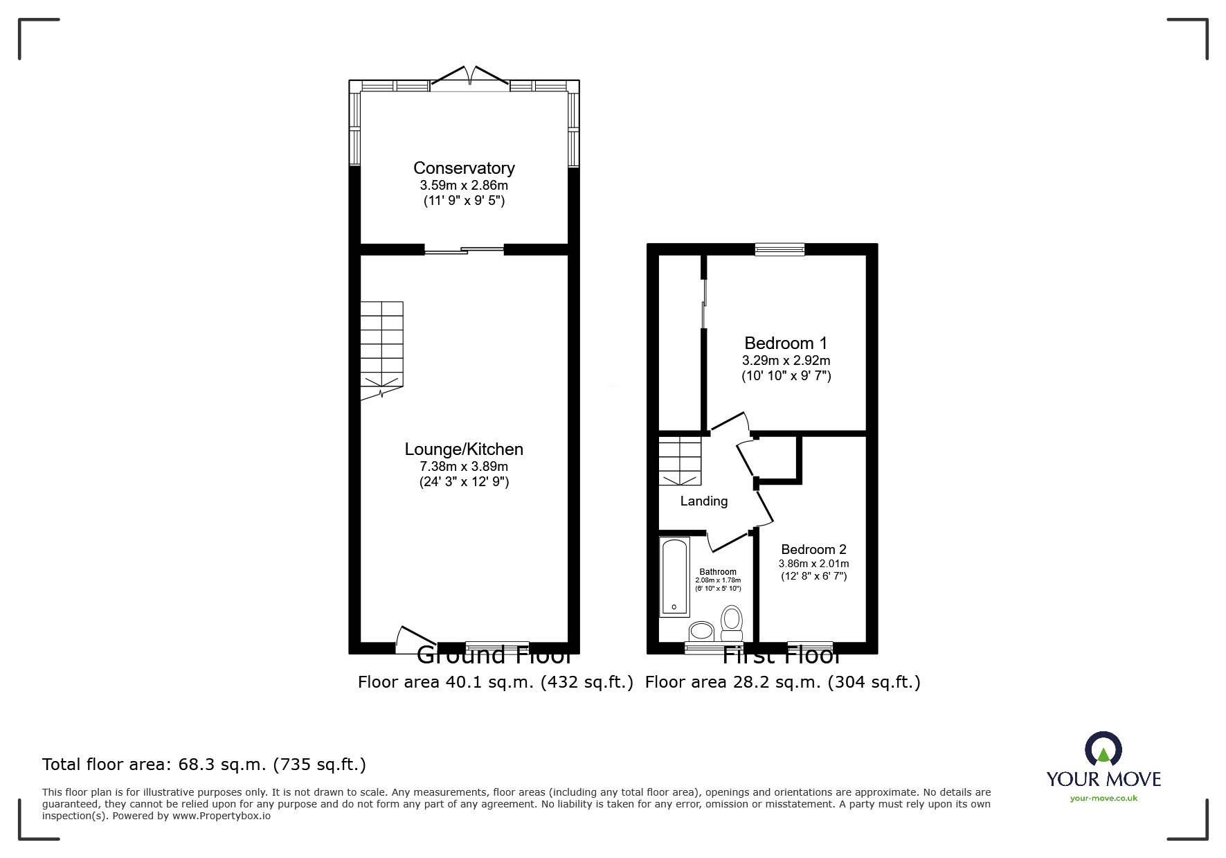 Floorplan of 2 bedroom Semi Detached House for sale, Near Vallens, Hadley, Shropshire, TF1
