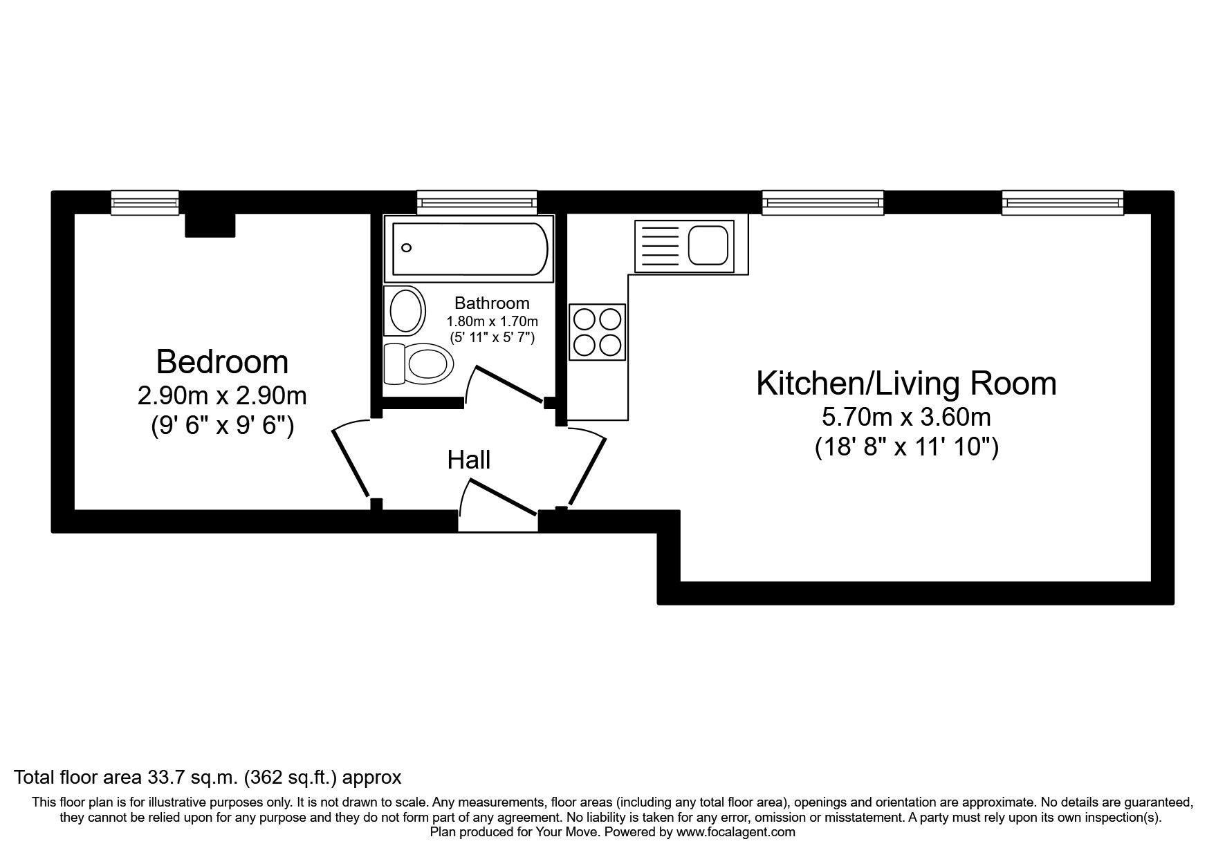 Floorplan of 1 bedroom  Flat for sale, Ten Tree Croft, Wellington, Shropshire, TF1
