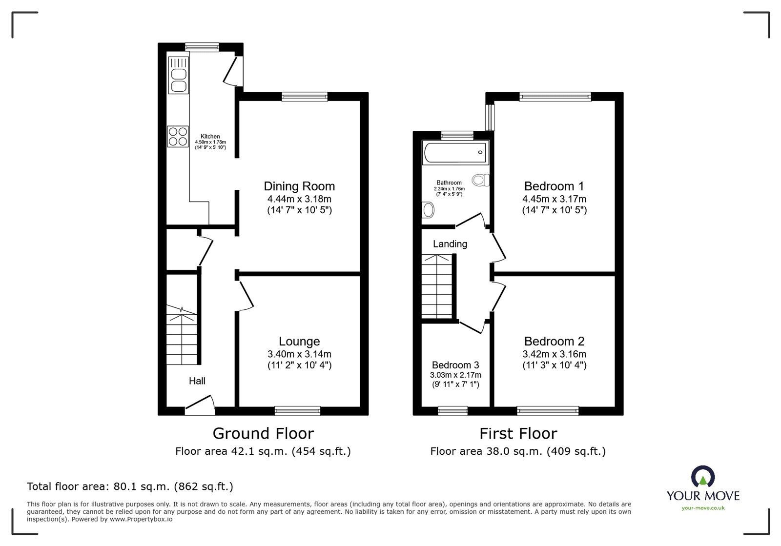Floorplan of 3 bedroom Mid Terrace House for sale, Church Walk, Donnington, Shropshire, TF2