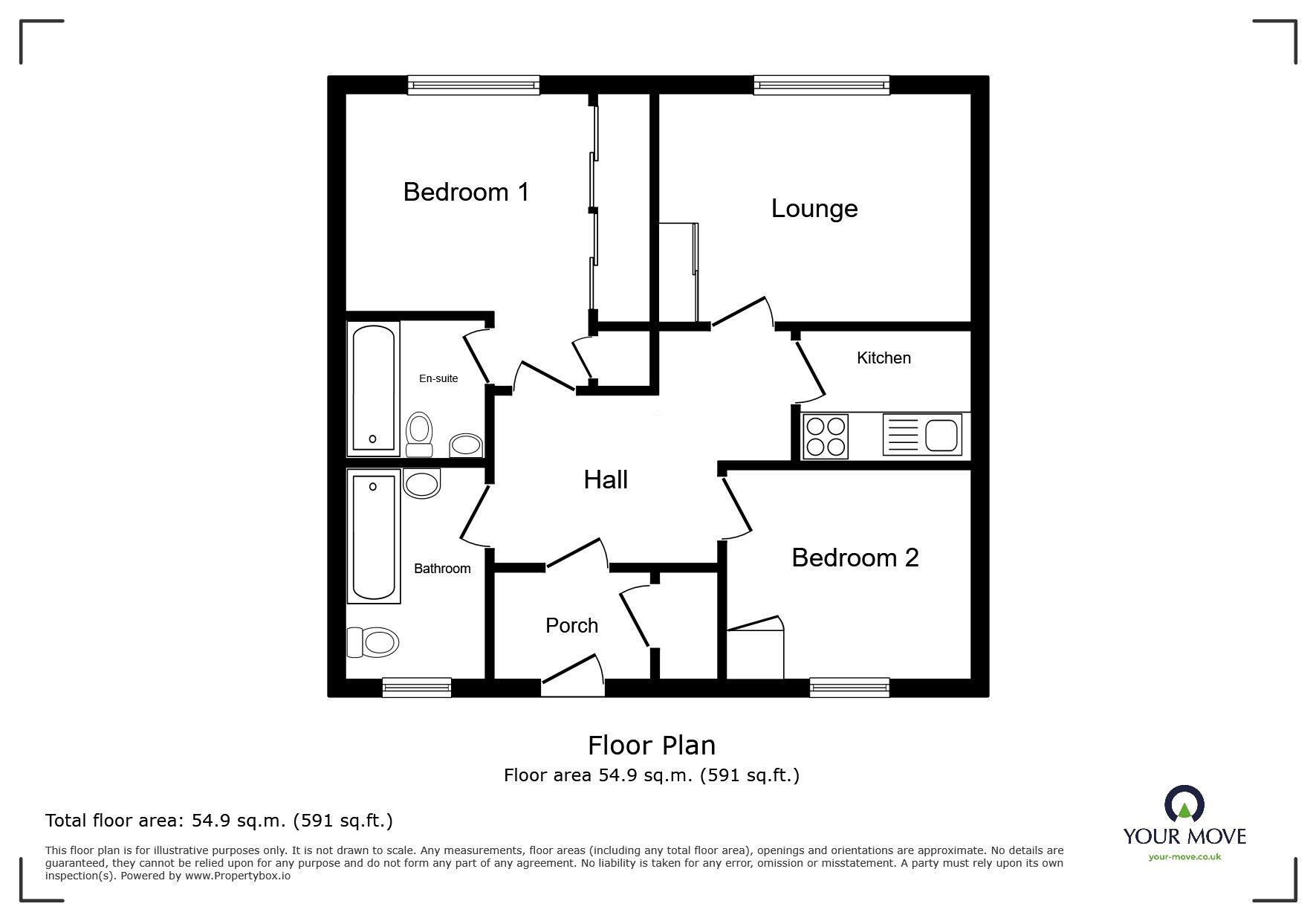 Floorplan of 2 bedroom  Flat for sale, Chaucer Avenue, Willenhall, West Midlands, WV12