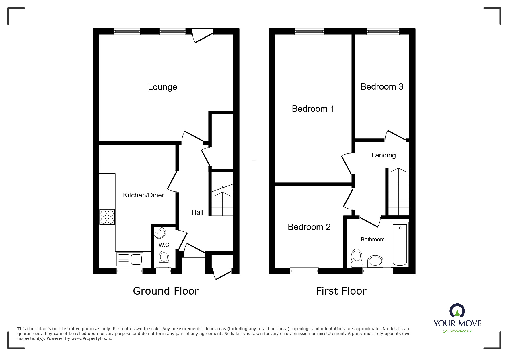 Floorplan of 3 bedroom Mid Terrace House to rent, Lawns Wood, Telford, Shropshire, TF3