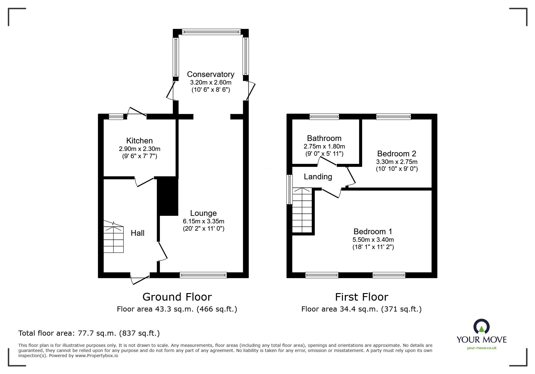 Floorplan of 2 bedroom Mid Terrace House for sale, Russell Close, Wolverhampton, West Midlands, WV11