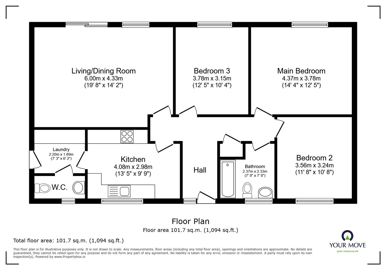 Floorplan of 3 bedroom Detached Bungalow for sale, Haygate Road, Wellington, Shropshire, TF1
