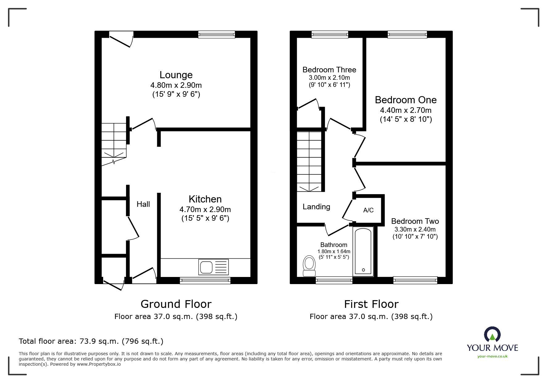 Floorplan of 3 bedroom Mid Terrace House for sale, Westbourne, Telford, Shropshire, TF7