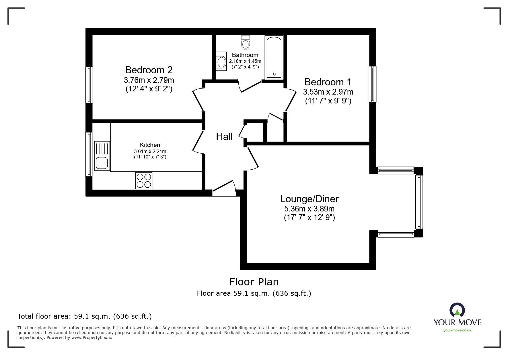 Floorplan of 2 bedroom Flat for sale, Station Road, Donnington, Shropshire, TF2