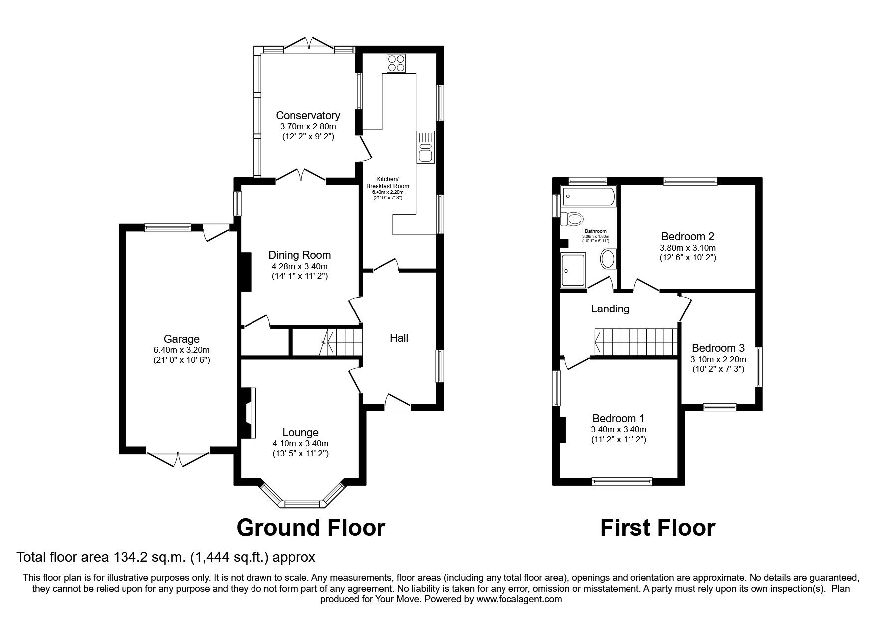 Floorplan of 3 bedroom Detached House for sale, Moss Road, Wrockwardine Wood, Shropshire, TF2