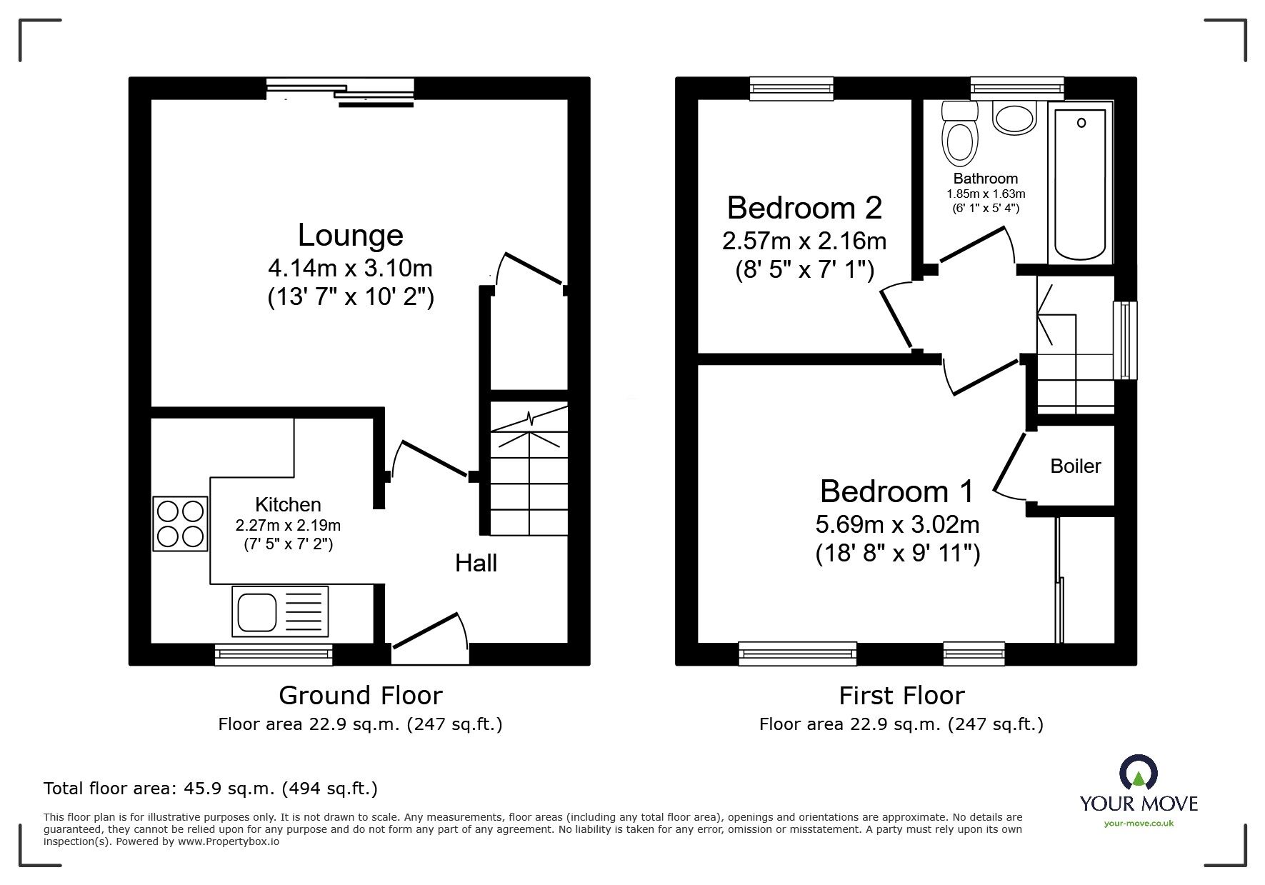 Floorplan of 2 bedroom Semi Detached House for sale, Magpie Way, Telford, Shropshire, TF4