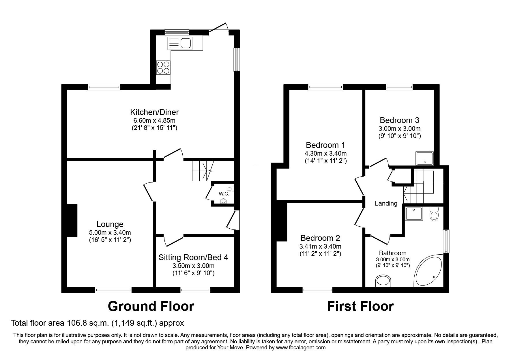 Floorplan of 4 bedroom Semi Detached House for sale, Woodhouse Lane, Horsehay, Shropshire, TF4