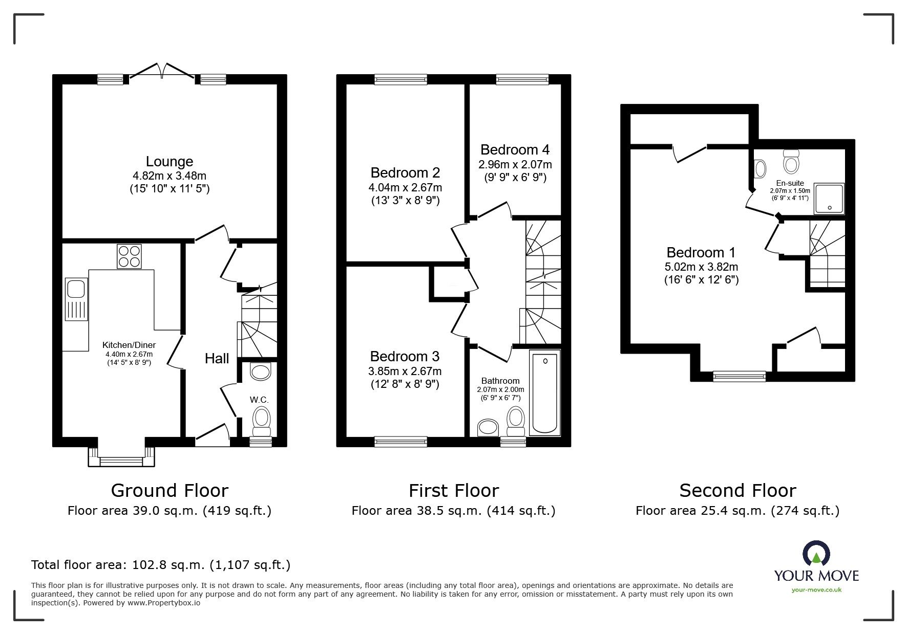 Floorplan of 4 bedroom Semi Detached House for sale, Brambles Walk, Wellington, Shropshire, TF1