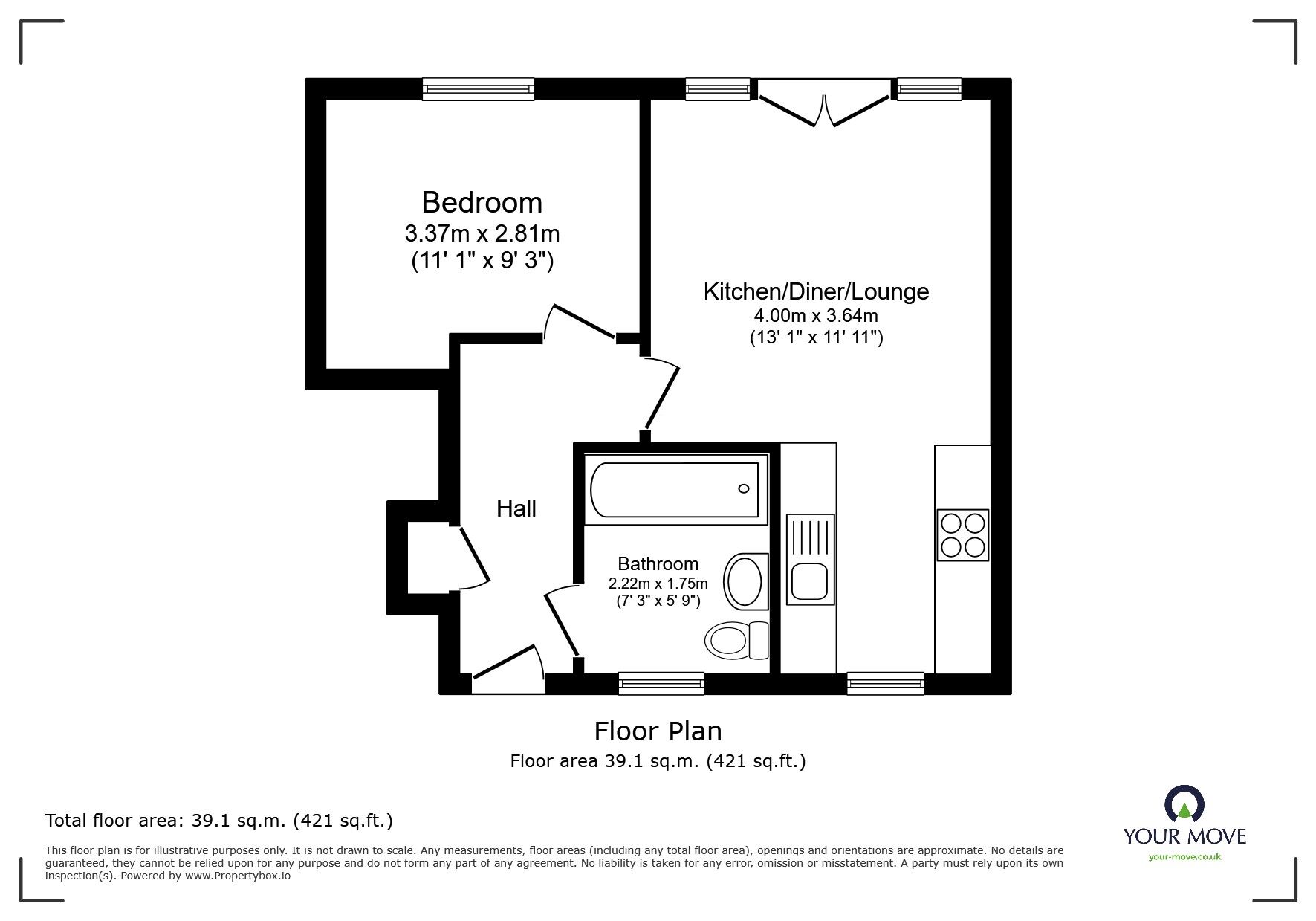 Floorplan of 1 bedroom Flat for sale, Prestwood Road, Wolverhampton, West Midlands, WV11