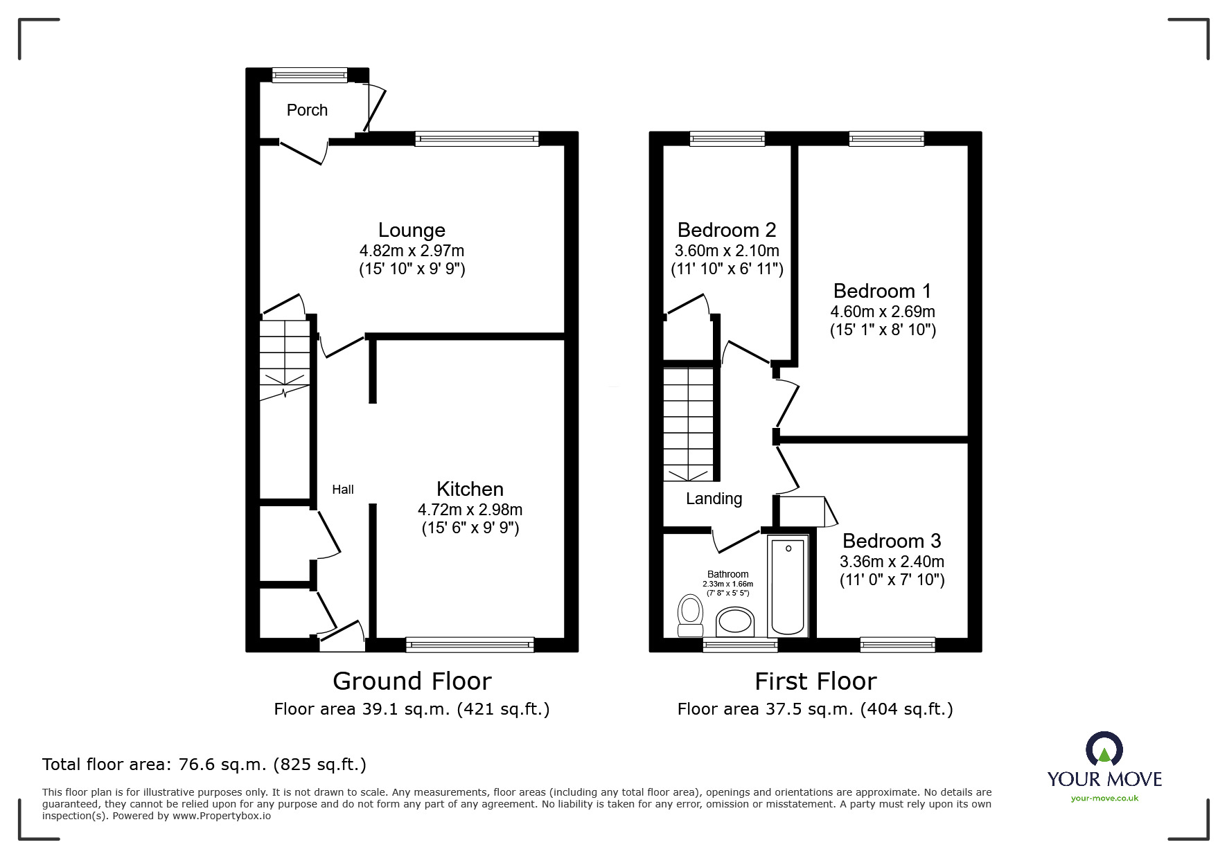 Floorplan of 3 bedroom Mid Terrace House to rent, Warrensway, Telford, Shropshire, TF7