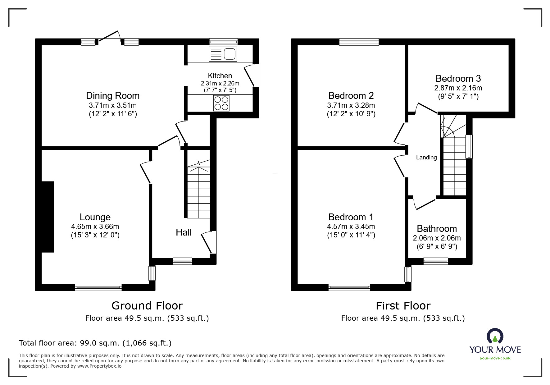 Floorplan of 3 bedroom Semi Detached House for sale, The Crescent, Donnington, Telford And Wrekin,, TF2