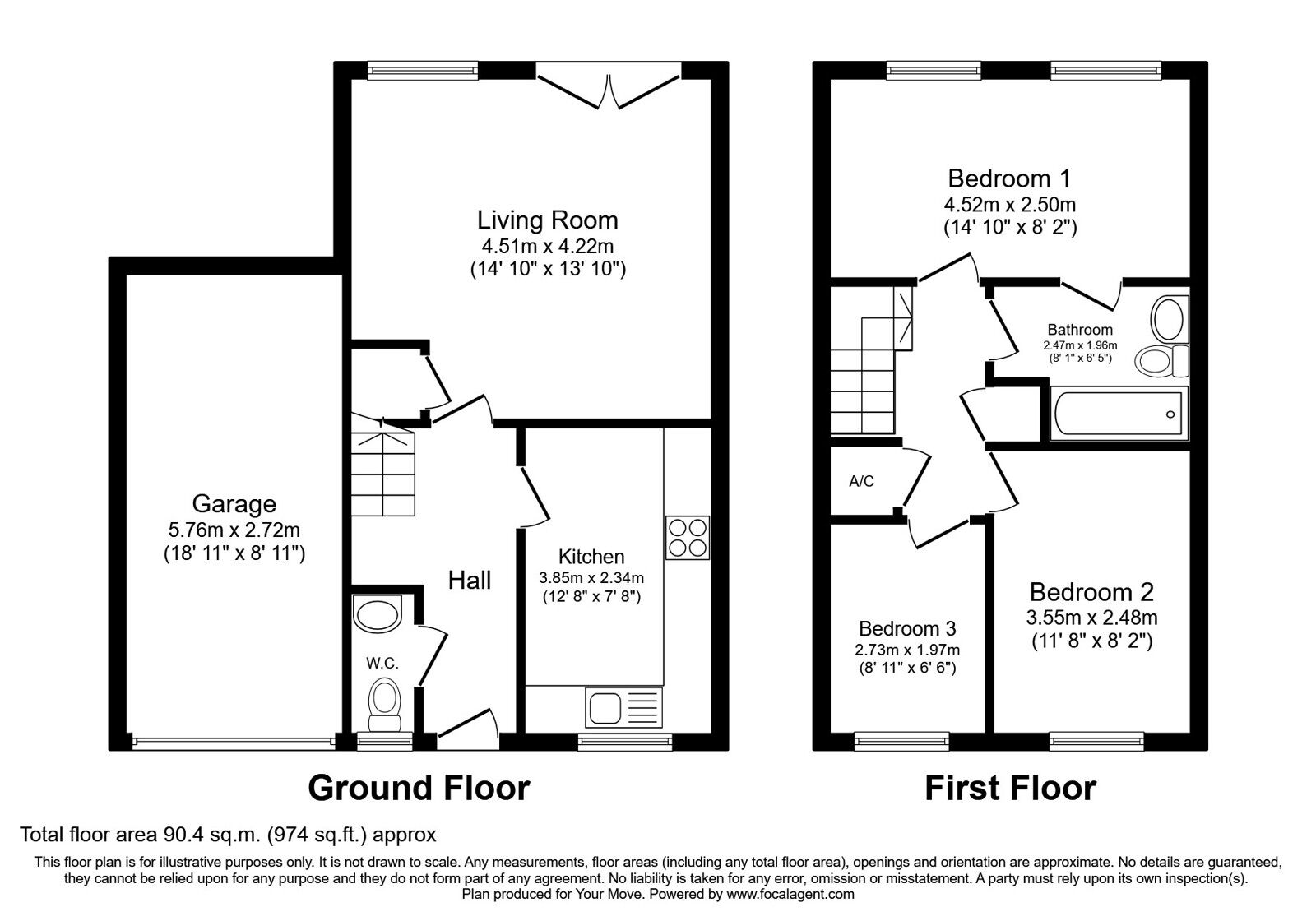 Floorplan of 3 bedroom Semi Detached House for sale, Dahl Close, Wellington, Shropshire, TF1