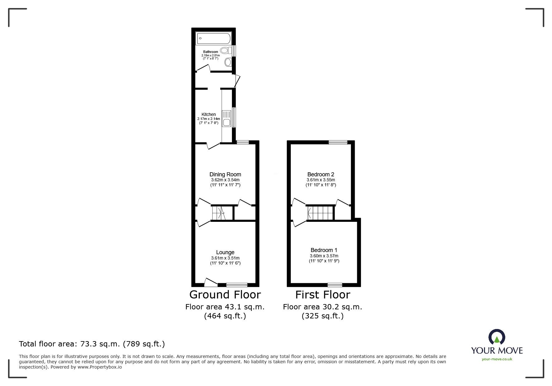 Floorplan of 2 bedroom Mid Terrace House for sale, Temple Road, Willenhall, West Midlands, WV13