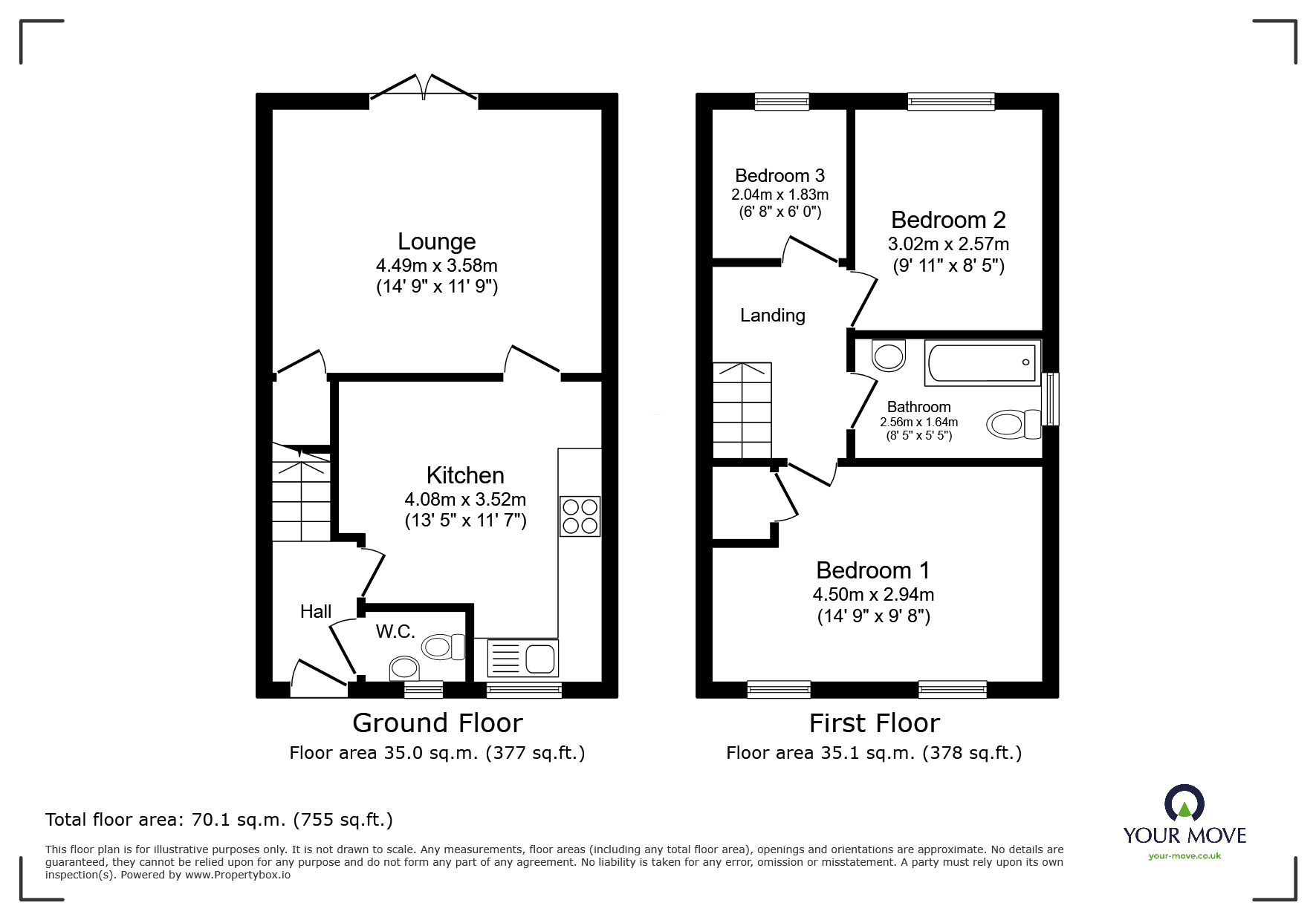 Floorplan of 3 bedroom Semi Detached House for sale, Monksmoor Road, Lightmoor Village, Shropshire, TF4