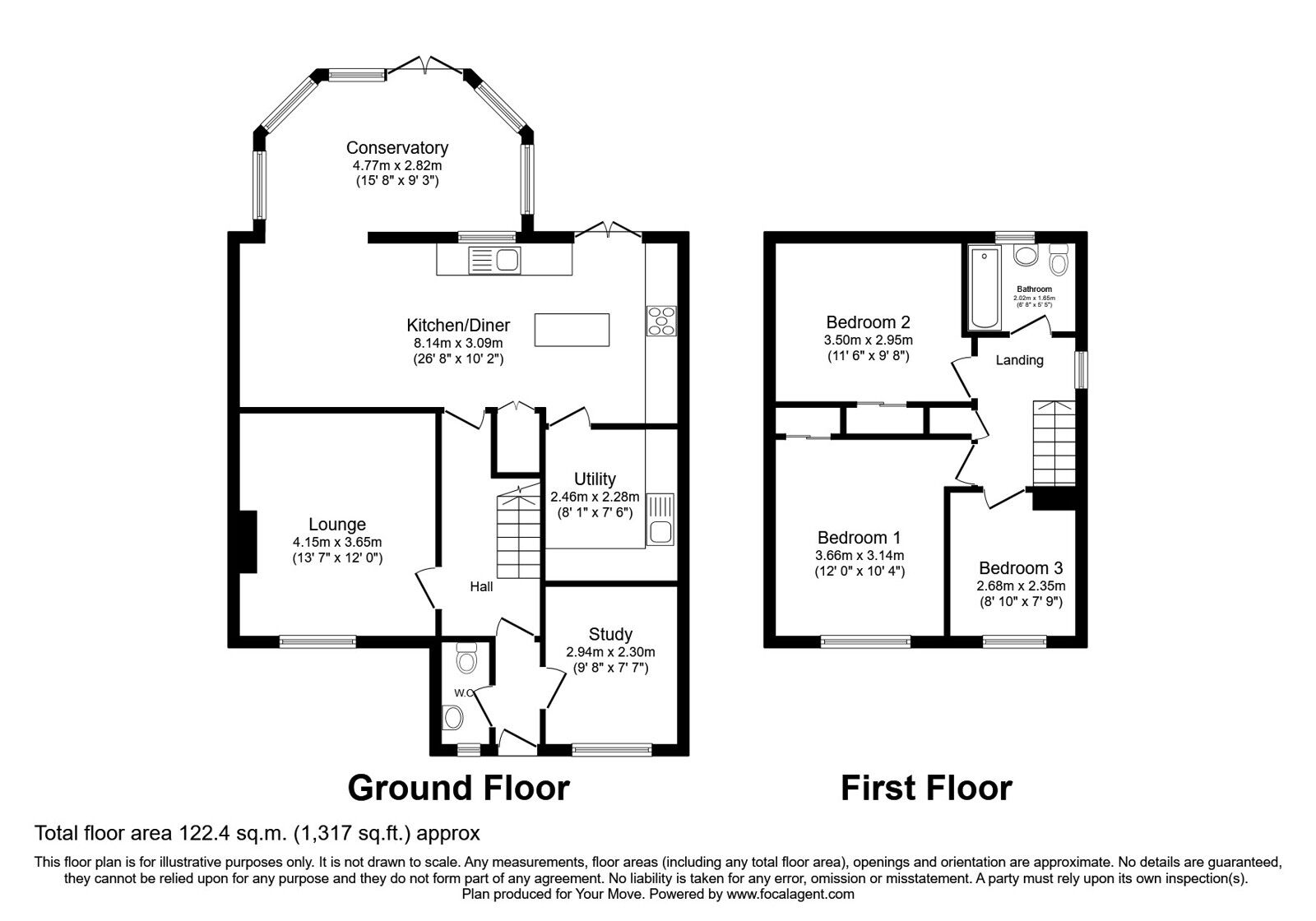 Floorplan of 3 bedroom Detached House for sale, Grovefields, Leegomery, Shropshire, TF1