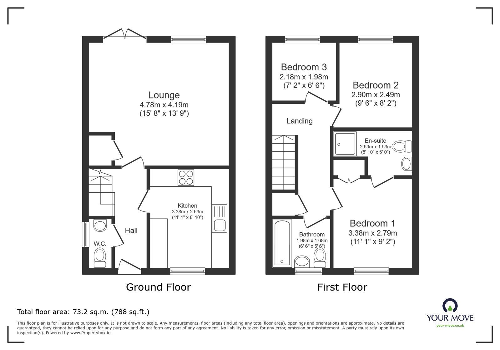 Floorplan of 3 bedroom Mid Terrace House for sale, Marlborough Road, Hadley, Shropshire, TF1