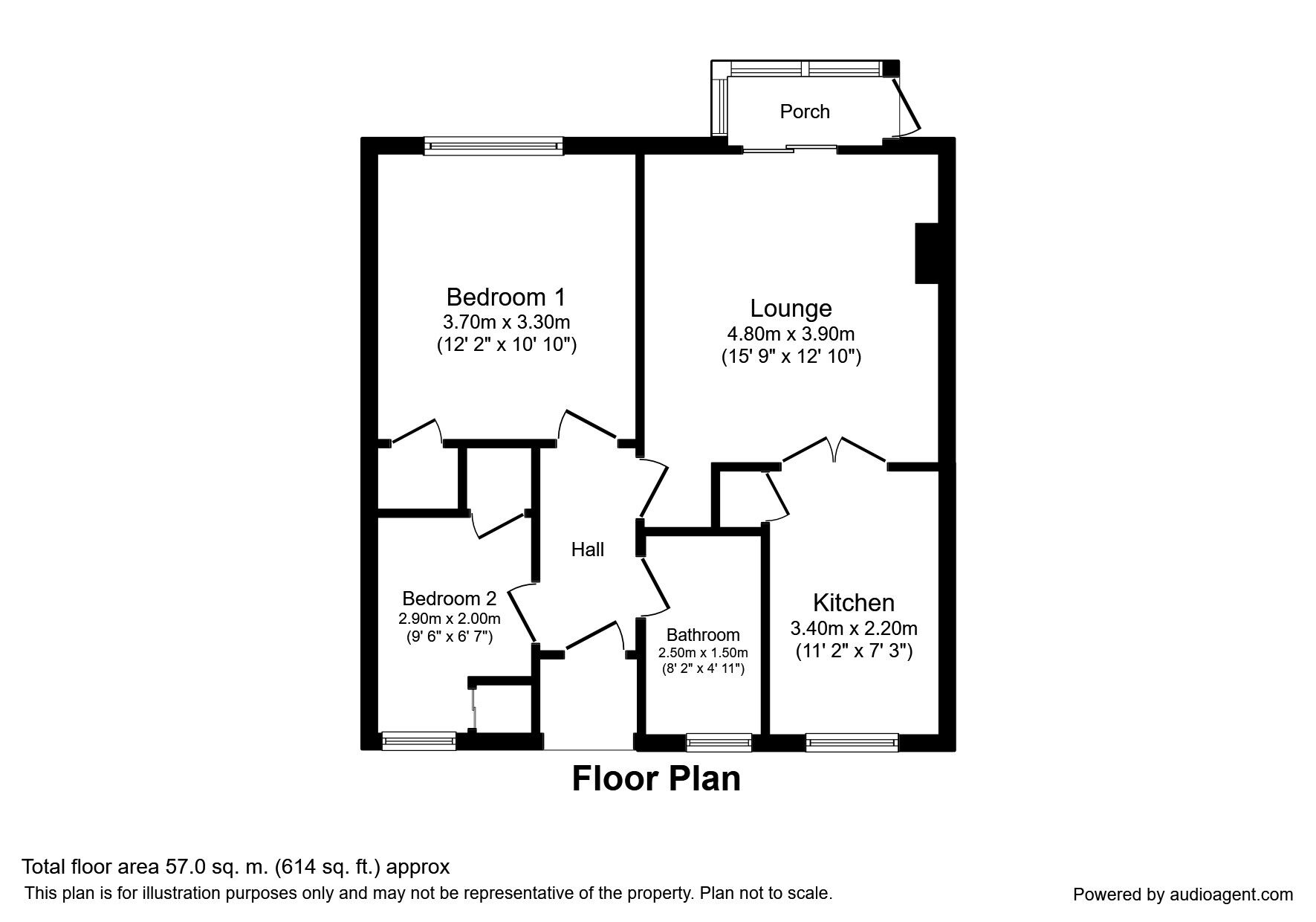 Floorplan of 2 bedroom Mid Terrace Bungalow for sale, Teme Avenue, Telford, Shropshire, TF1