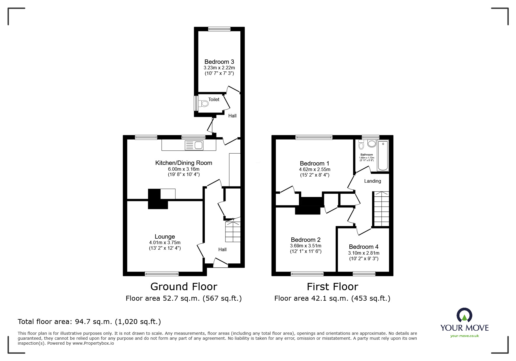 Floorplan of 3 bedroom Mid Terrace House for sale, Festival Gardens, Arleston, Shropshire, TF1