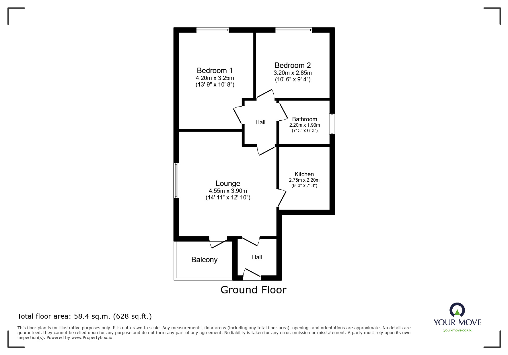 Floorplan of 2 bedroom Flat to rent, Baldwin Webb Avenue, Donnington, Shropshire, TF2