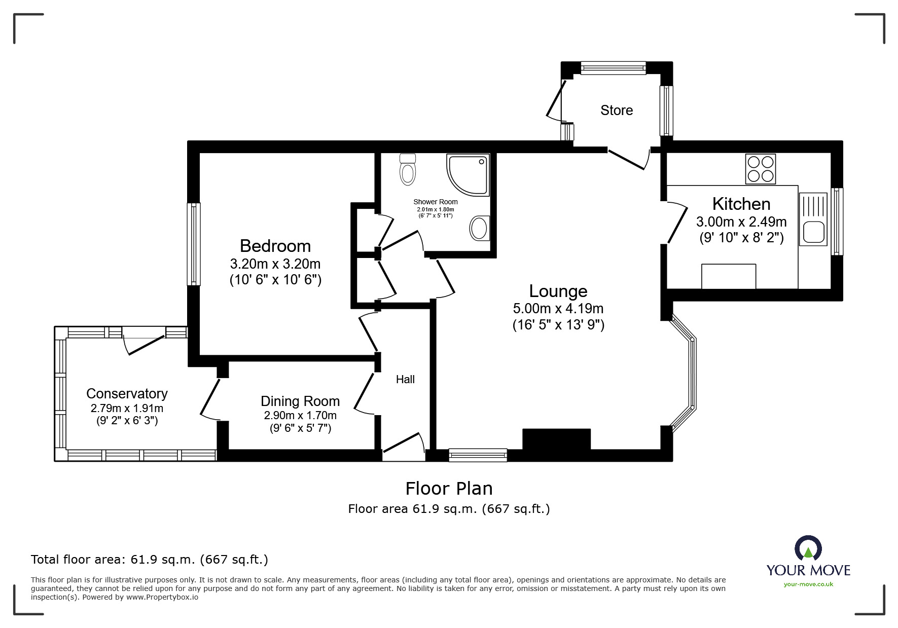 Floorplan of 1 bedroom Detached Bungalow to rent, Nickless Way, Dawley, Shropshire, TF4