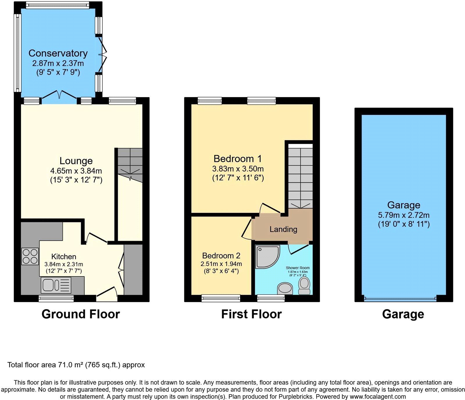 Floorplan of 2 bedroom Semi Detached House for sale, Boscobel Close, Stirchley, Shropshire, TF3