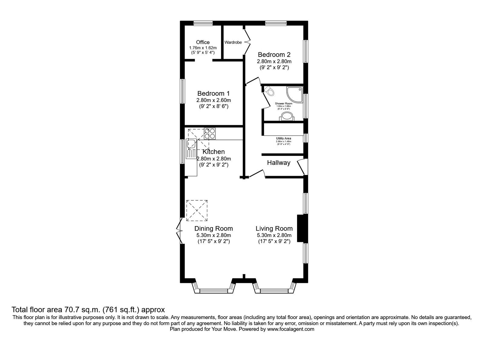 Floorplan of 2 bedroom Detached Property for sale, Long Lane, Telford, Shropshire, TF6