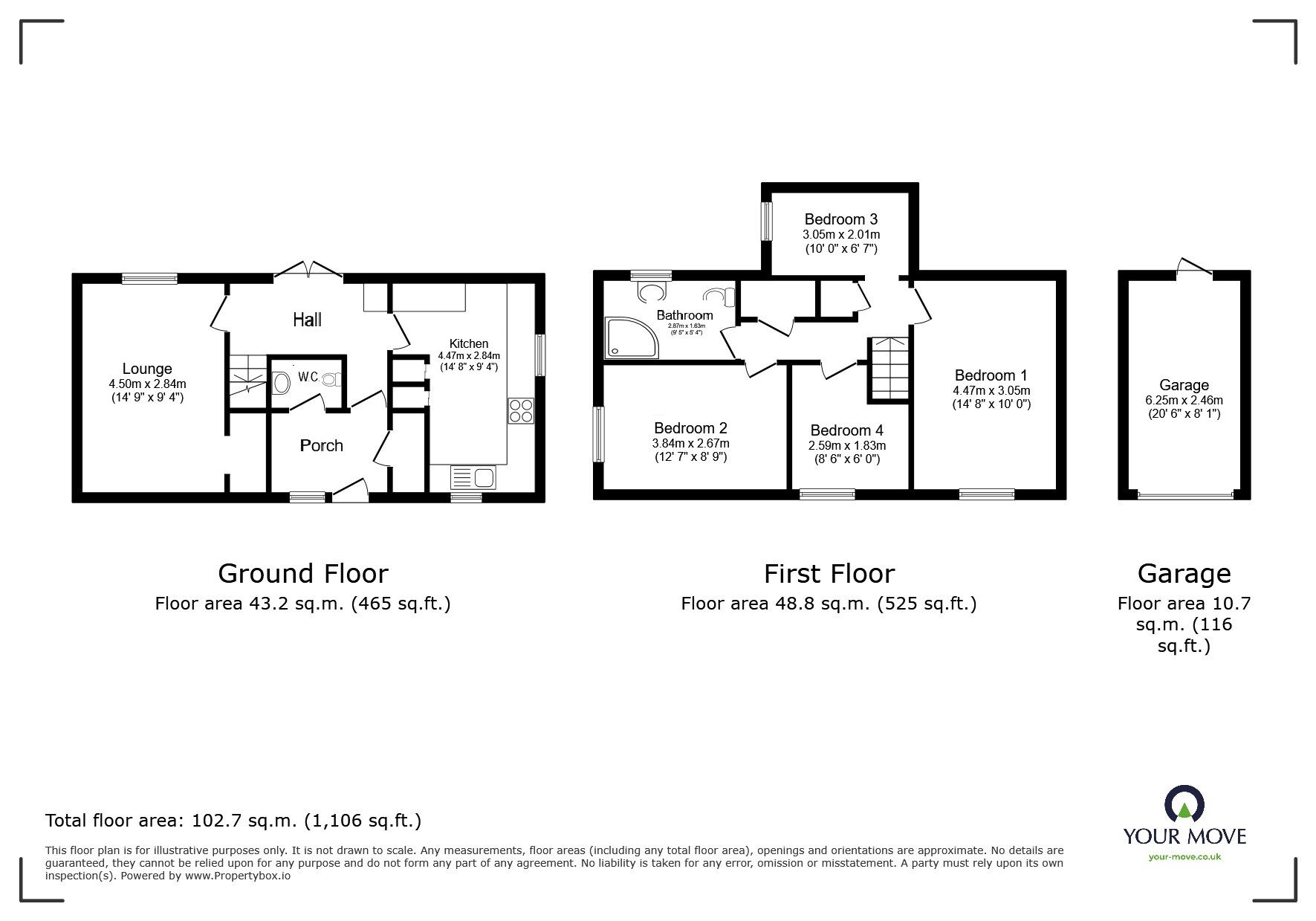 Floorplan of 4 bedroom Mid Terrace House for sale, Woodcroft, Telford, Shropshire, TF7