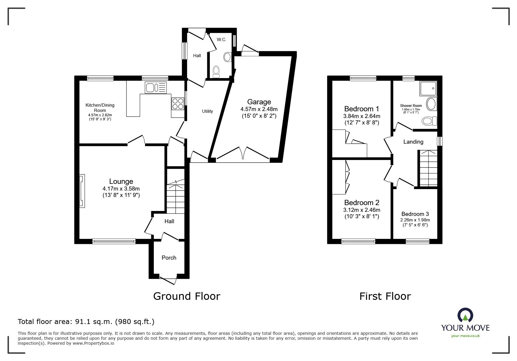 Floorplan of 3 bedroom Semi Detached House for sale, Oaklands Drive, Trench, Shropshire, TF2